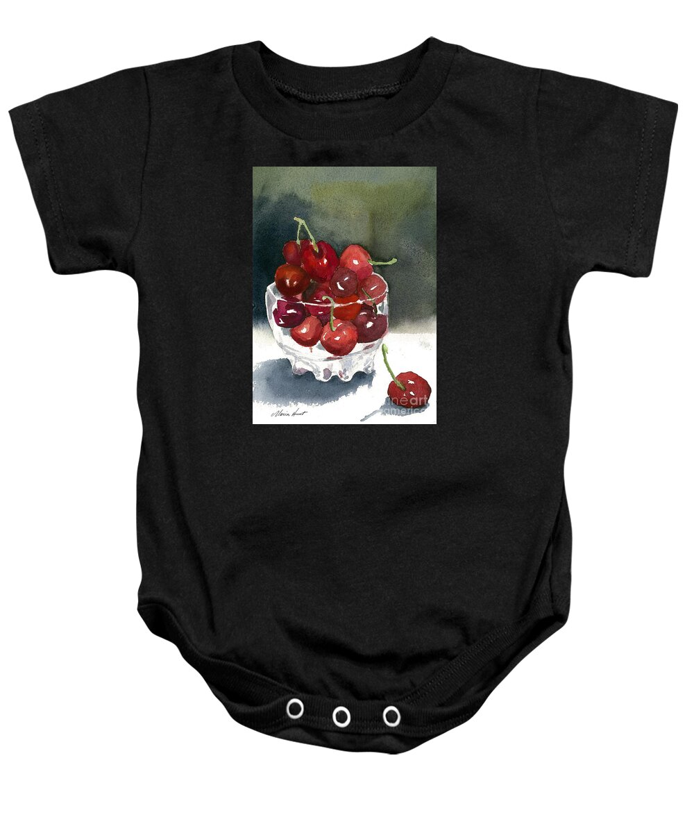Still Life Baby Onesie featuring the painting Such a Cheery Note by Maria Hunt