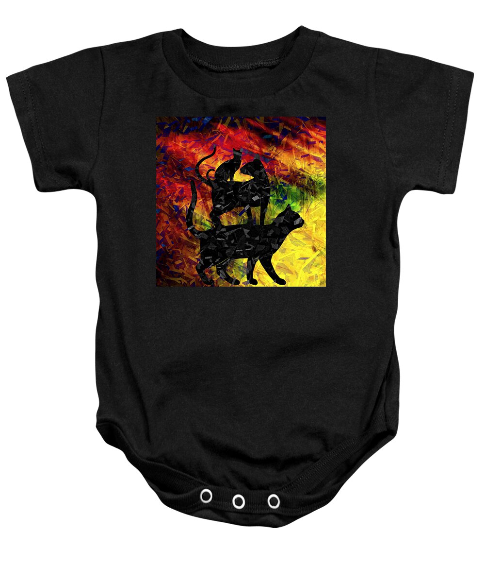 Cat Lover Baby Onesie featuring the digital art Life Love and Happiness by Ally White