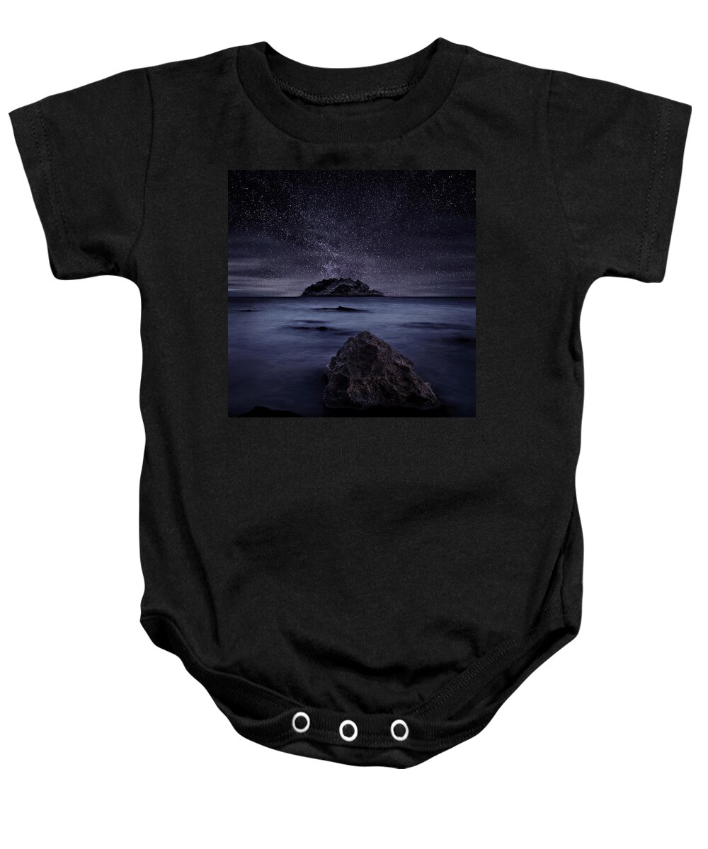 Night Baby Onesie featuring the photograph Lights of the past by Jorge Maia