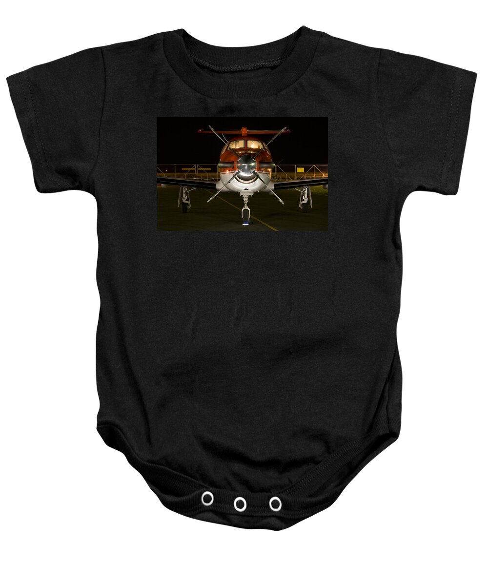 Pilatus Pc12 Golden Eagle Baby Onesie featuring the photograph Lights On by Paul Job