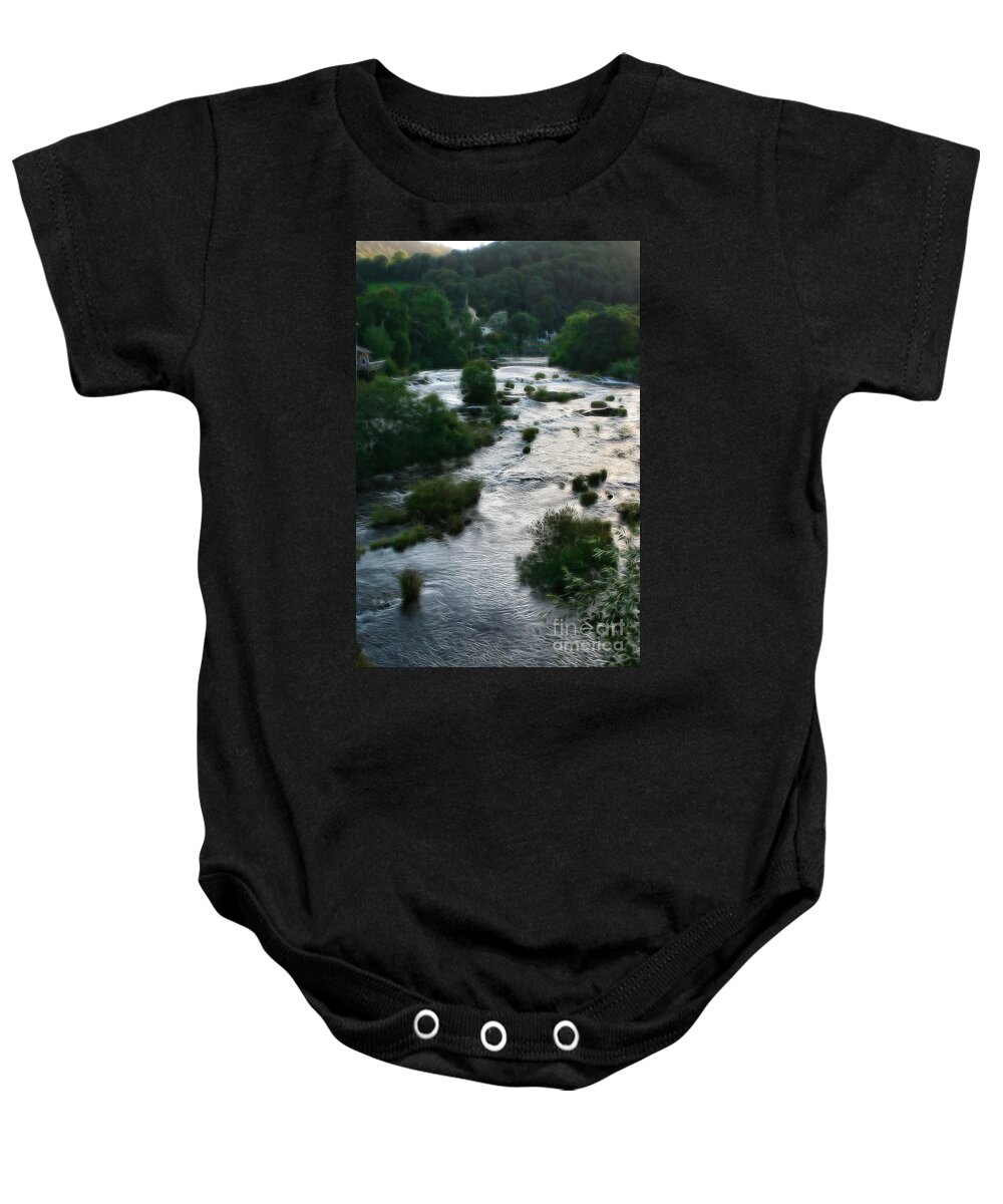 Garden Baby Onesie featuring the photograph Llangollen and Maelor Country River by Doc Braham