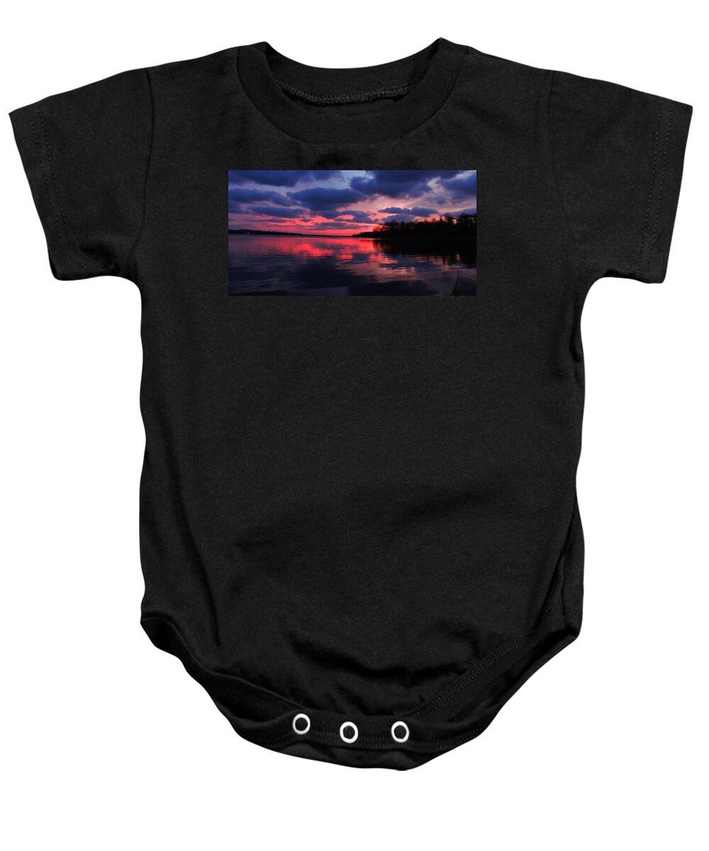 Locust Sunset Baby Onesie featuring the photograph Locust Sunset by Raymond Salani III