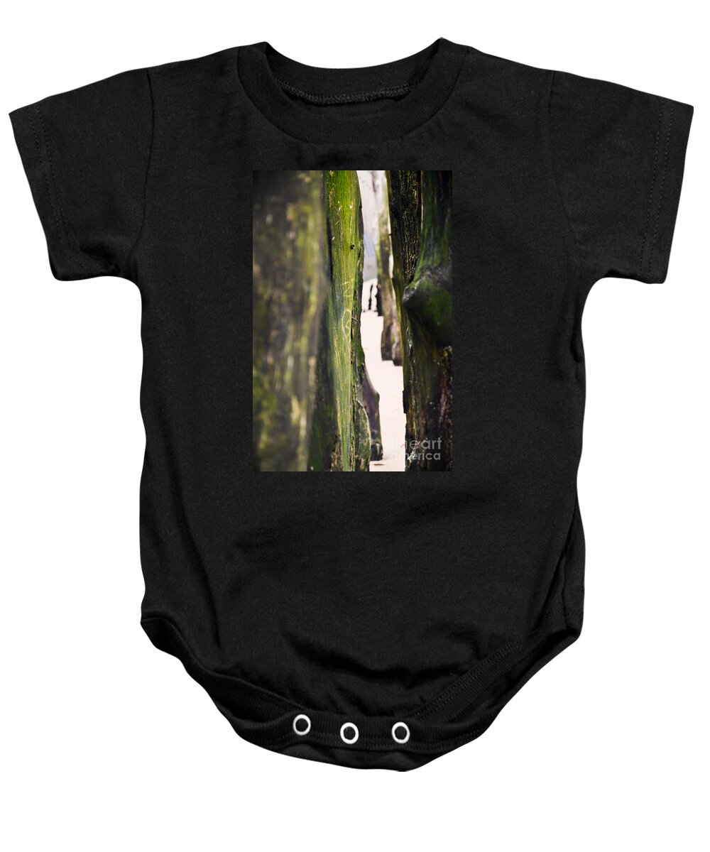 St Malo Baby Onesie featuring the photograph Love note on a wave breaker by PatriZio M Busnel