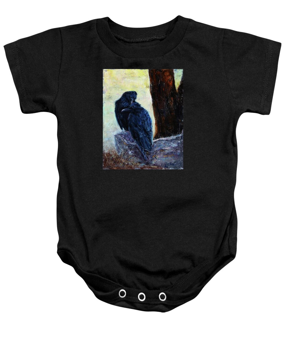 Crows Baby Onesie featuring the painting Love Season I by Xueling Zou