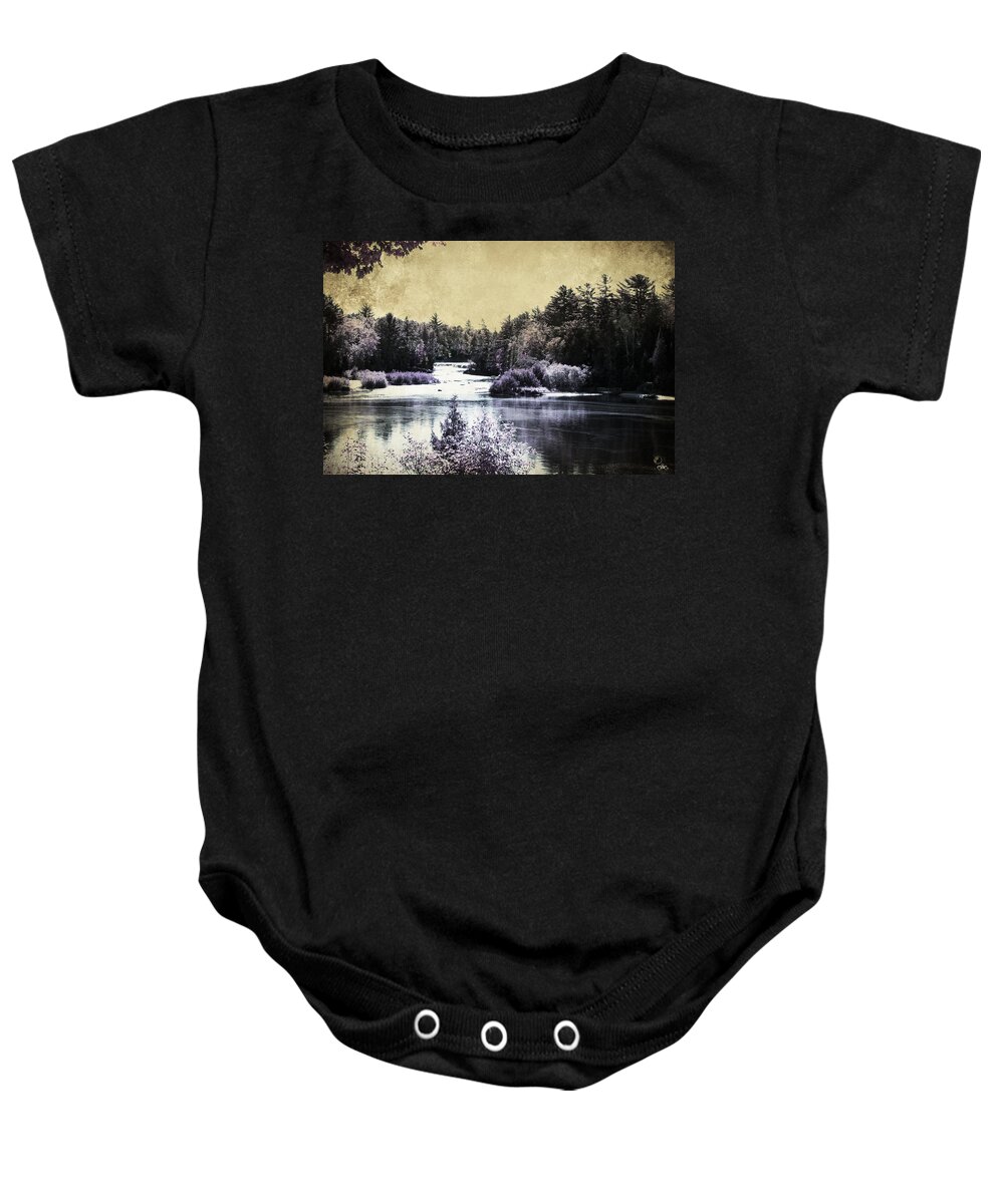 Evie Baby Onesie featuring the photograph Lower Tahquamenon Falls in Blueberry Coffee by Evie Carrier