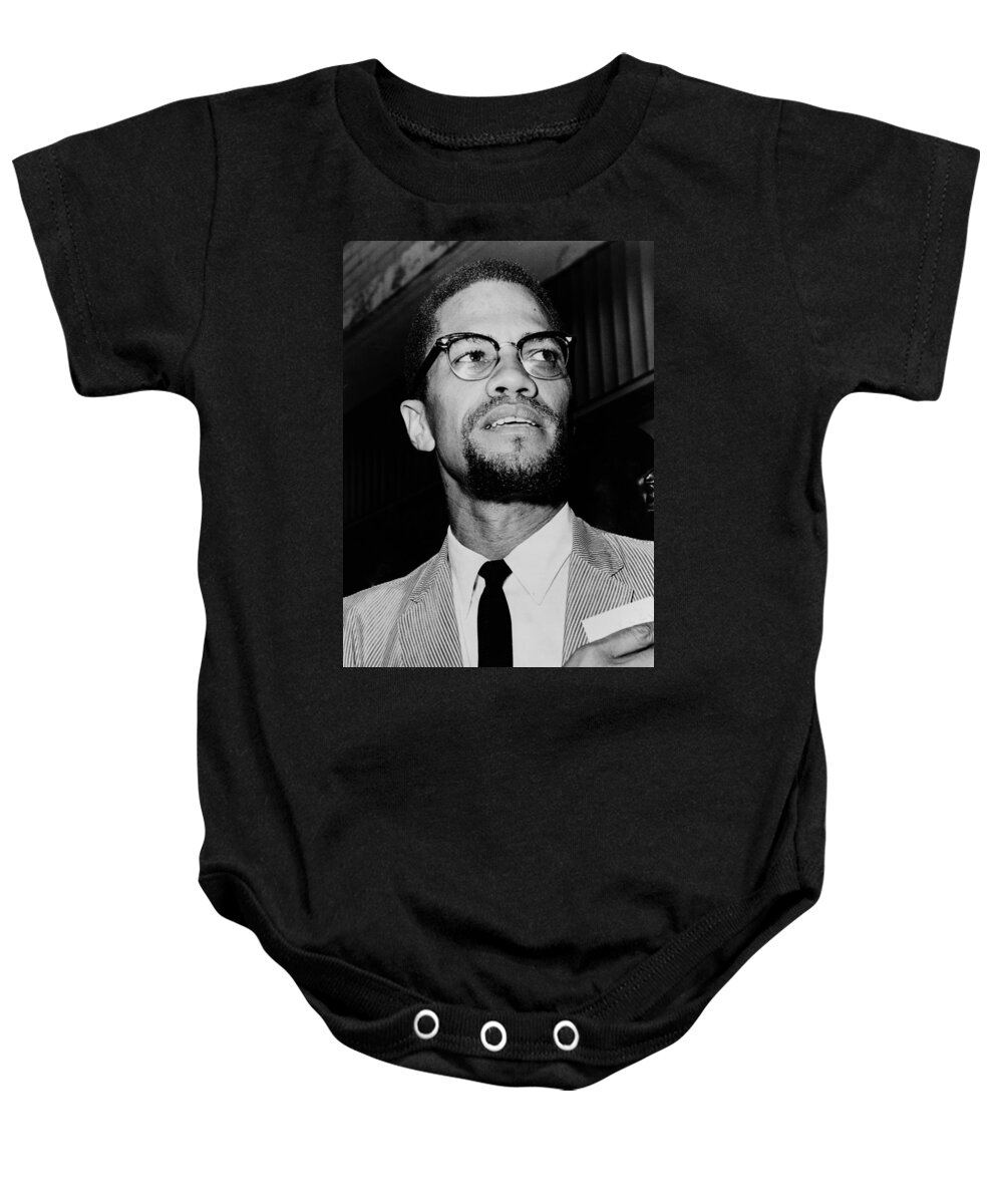 Malcolm X Baby Onesie featuring the photograph Malcolm X 1963 by Mountain Dreams