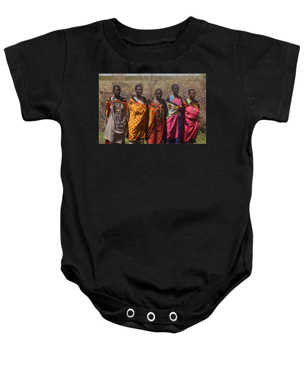 Colorful Baby Onesie featuring the photograph Masai Women Chorus by Tom Wurl