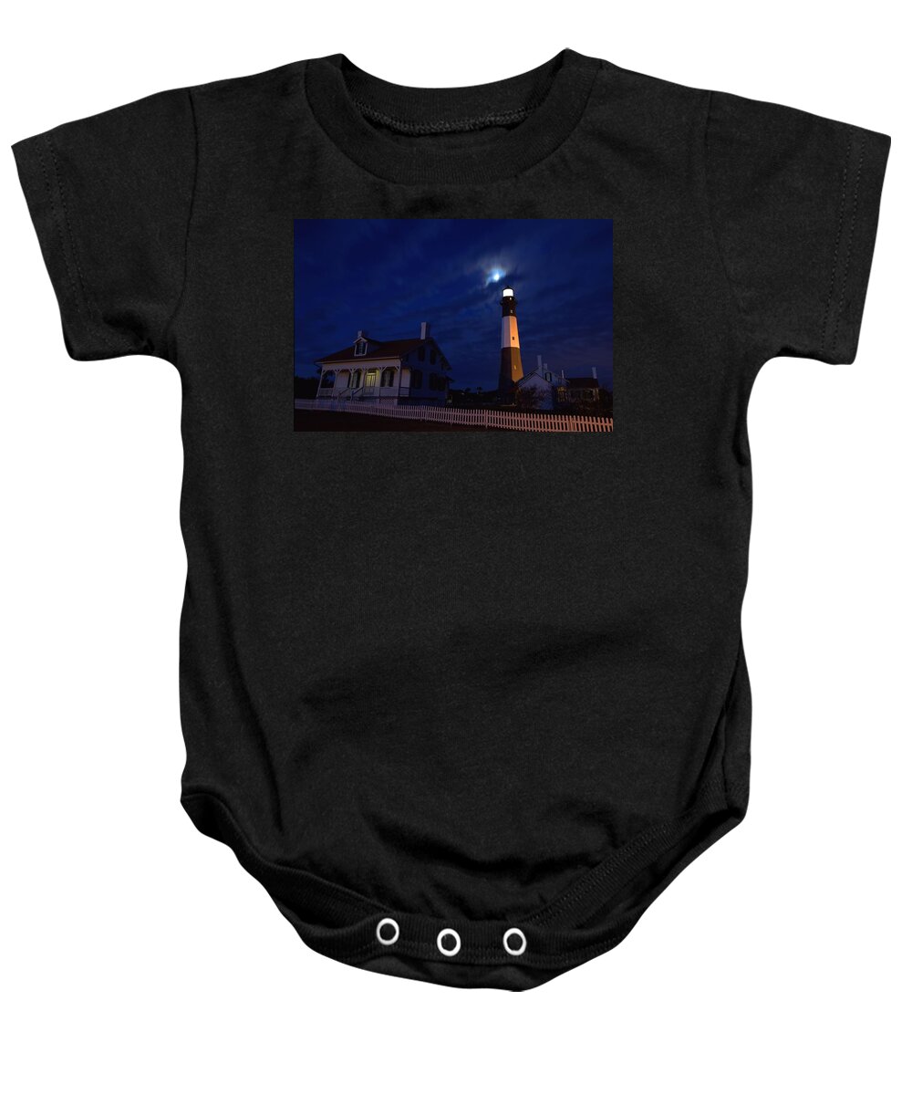 9431 Baby Onesie featuring the photograph Midnight Moon Over Tybee Island by Gordon Elwell