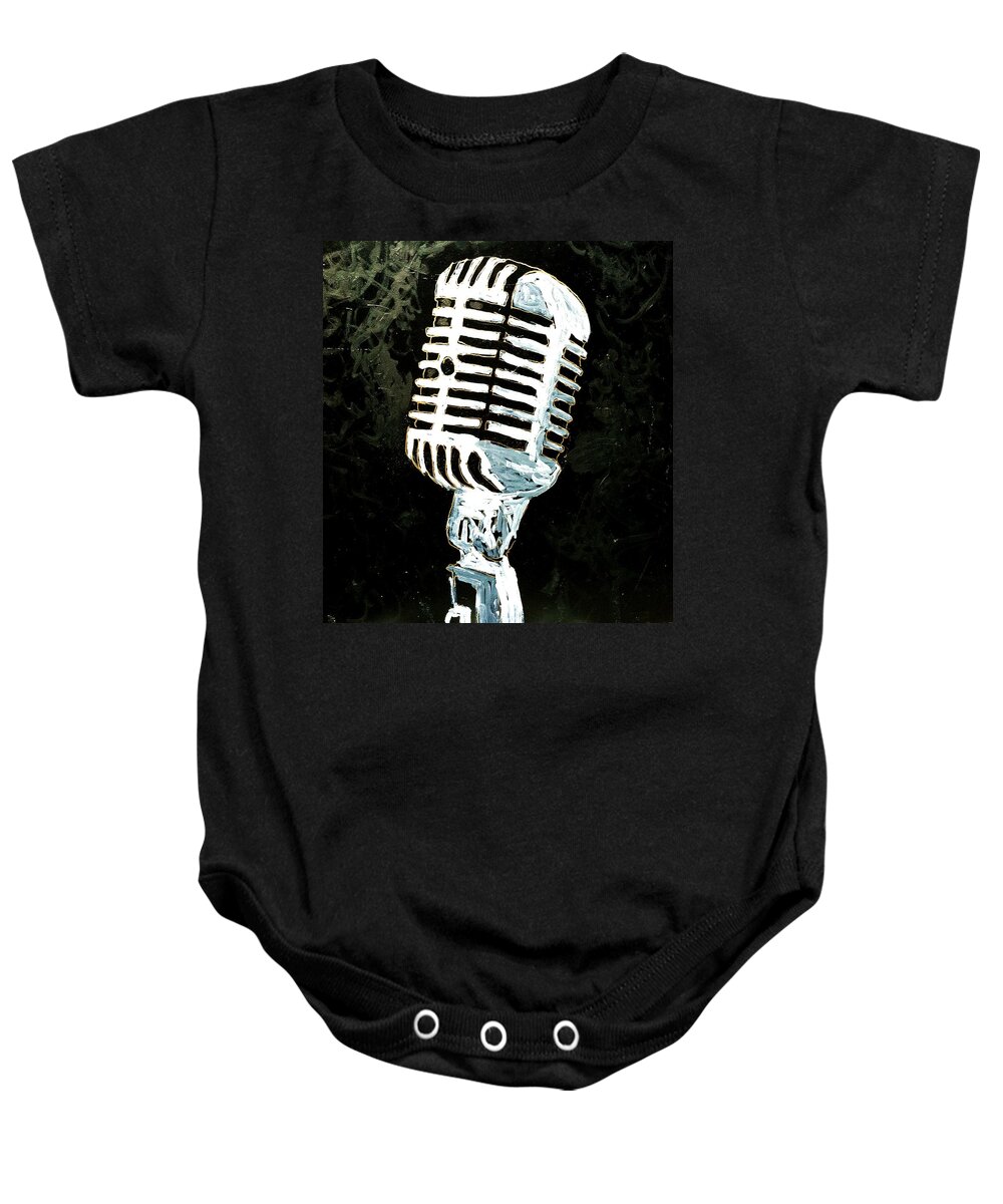 Mike Check Baby Onesie featuring the painting Mike Check One Two by Neal Barbosa