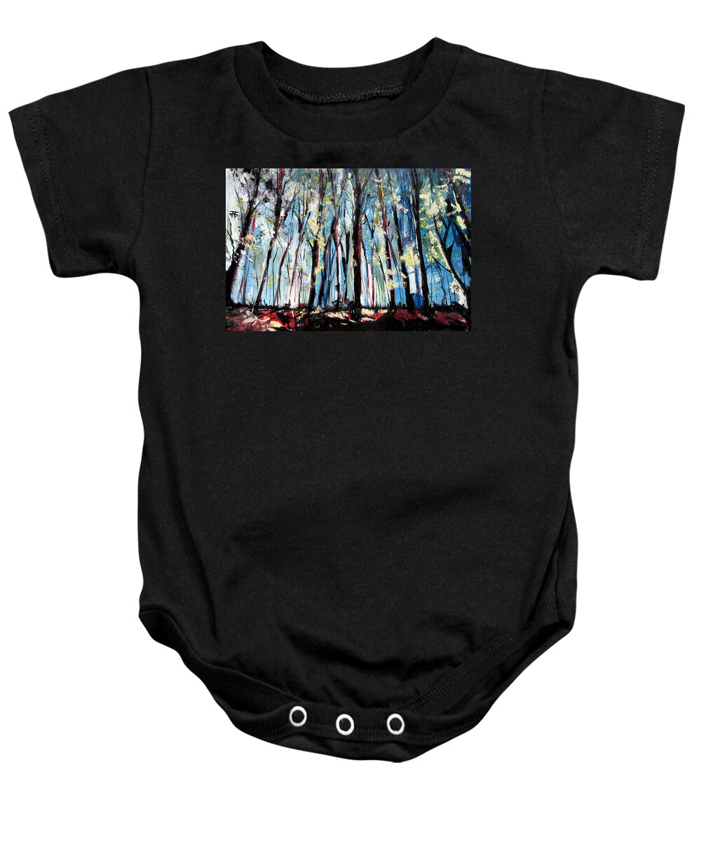 John Gholson Baby Onesie featuring the painting Mind Through The Trees And In The Clouds by John Gholson