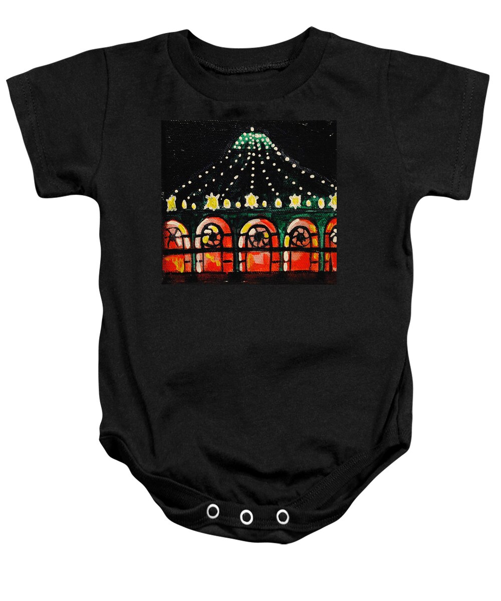 Asbury Park Baby Onesie featuring the painting Mini Memory by Patricia Arroyo