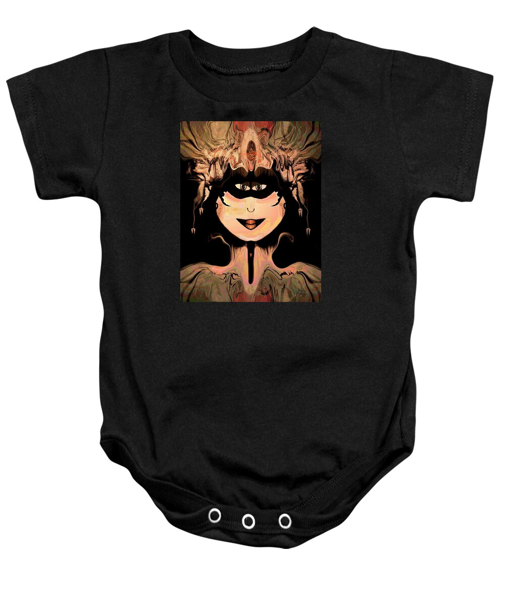 Face Baby Onesie featuring the mixed media Miss Bug by Natalie Holland