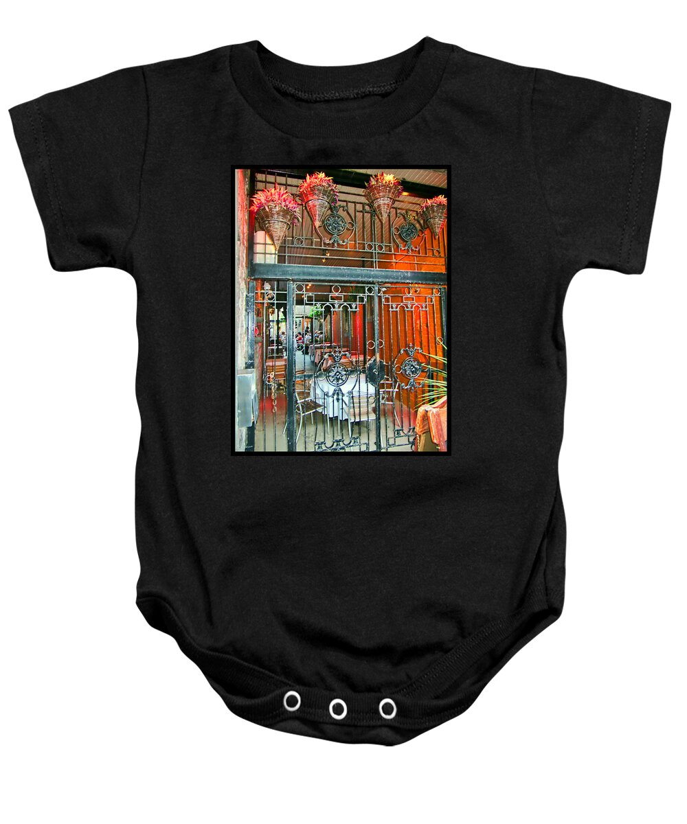 Montreal Baby Onesie featuring the mixed media Montreal Boutique by Shawn Dall