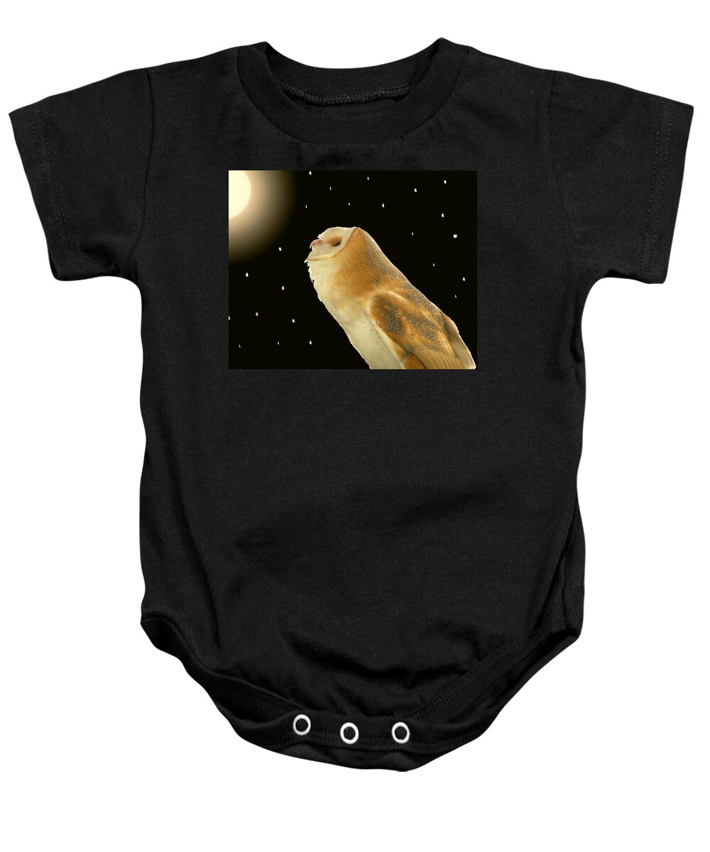 Nature Baby Onesie featuring the photograph Moon Owl by Peggy Urban