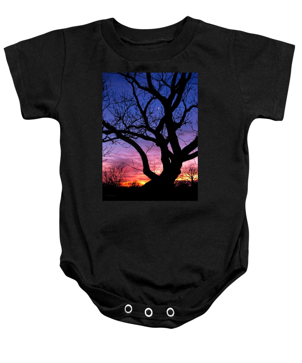 Moon Rise Baby Onesie featuring the photograph Moon Rise by Lucy VanSwearingen