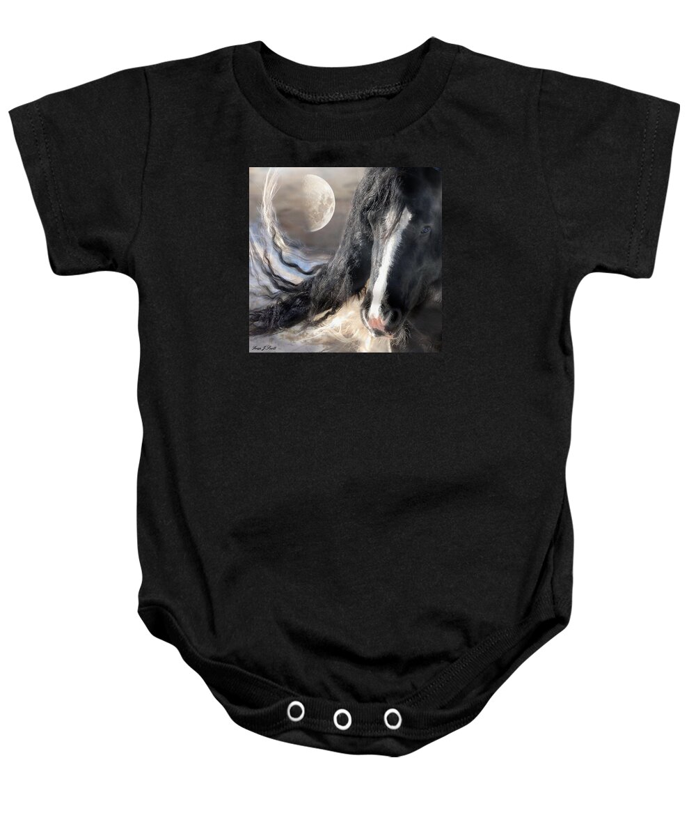 Horse Art Prints Baby Onesie featuring the photograph Moonlight and Valentino by Fran J Scott
