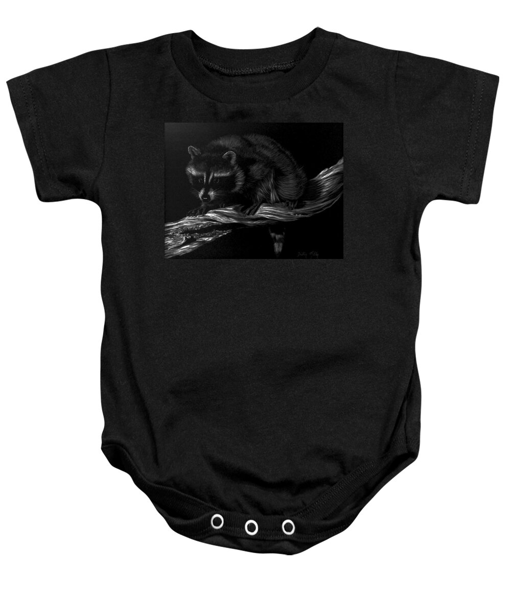 Art Baby Onesie featuring the drawing Moonlight Bandit by Dustin Miller