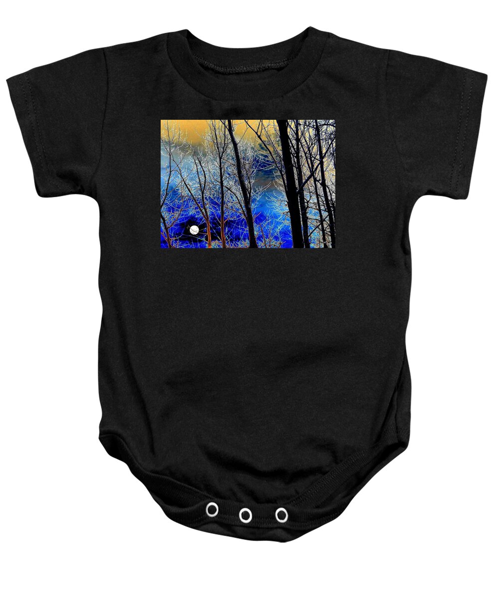Full Moon Baby Onesie featuring the digital art Moonlit Frosty Limbs by Will Borden