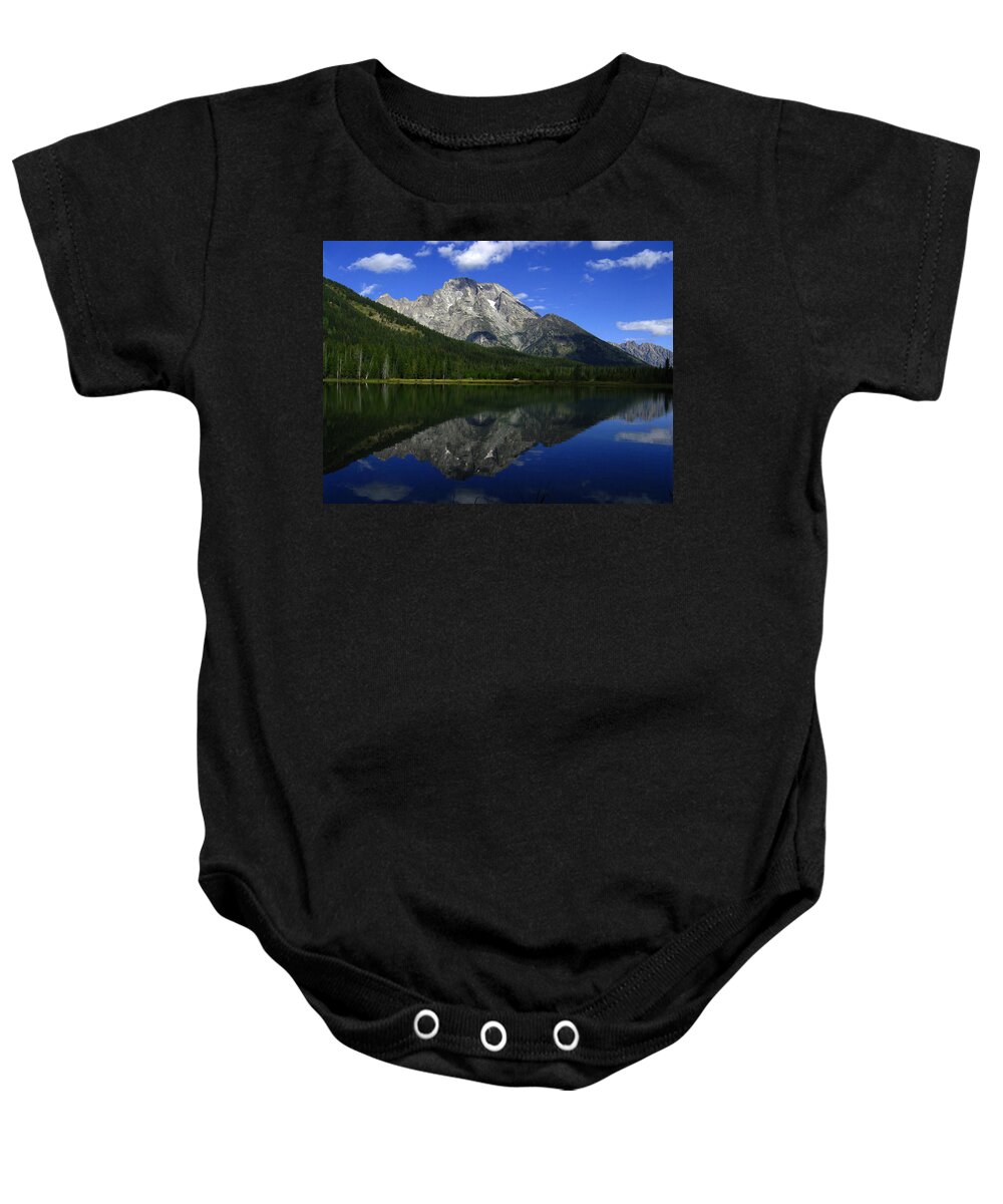 Mount Moran Baby Onesie featuring the photograph Mount Moran and String Lake by Raymond Salani III
