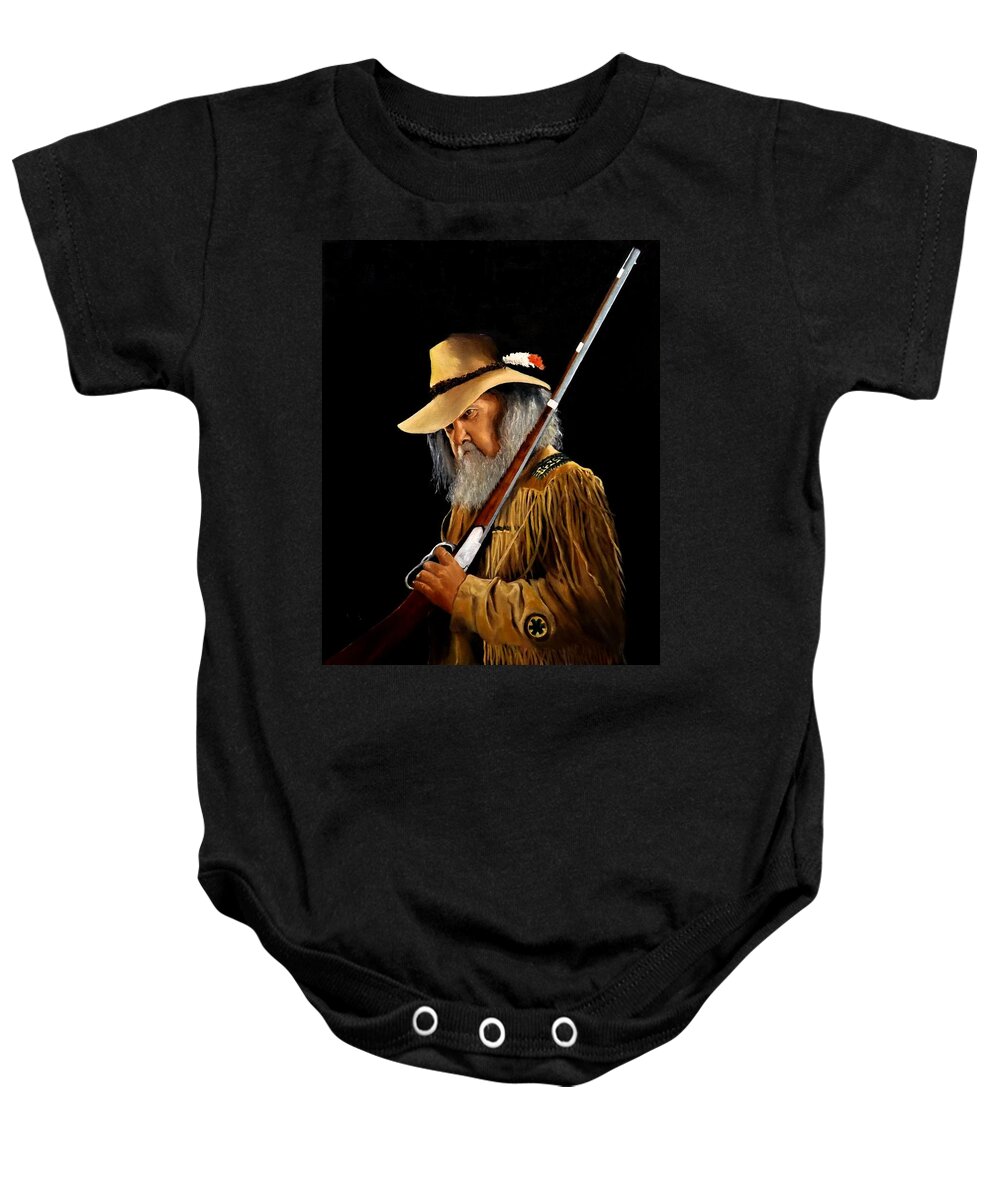 Mountain Man Baby Onesie featuring the painting Mountain Man by Barry BLAKE