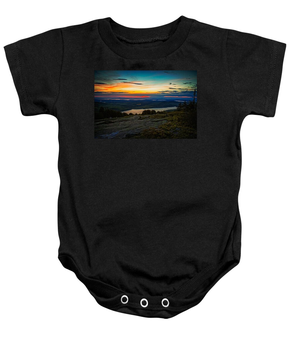 Cadillac Baby Onesie featuring the photograph Mountain Sunset by Dave Files