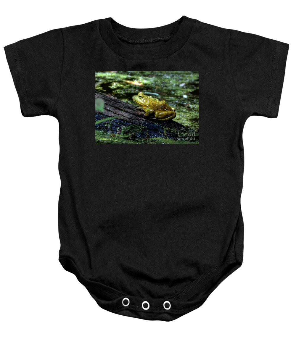 Frog Baby Onesie featuring the photograph My Handsome Prince by Kathy Baccari