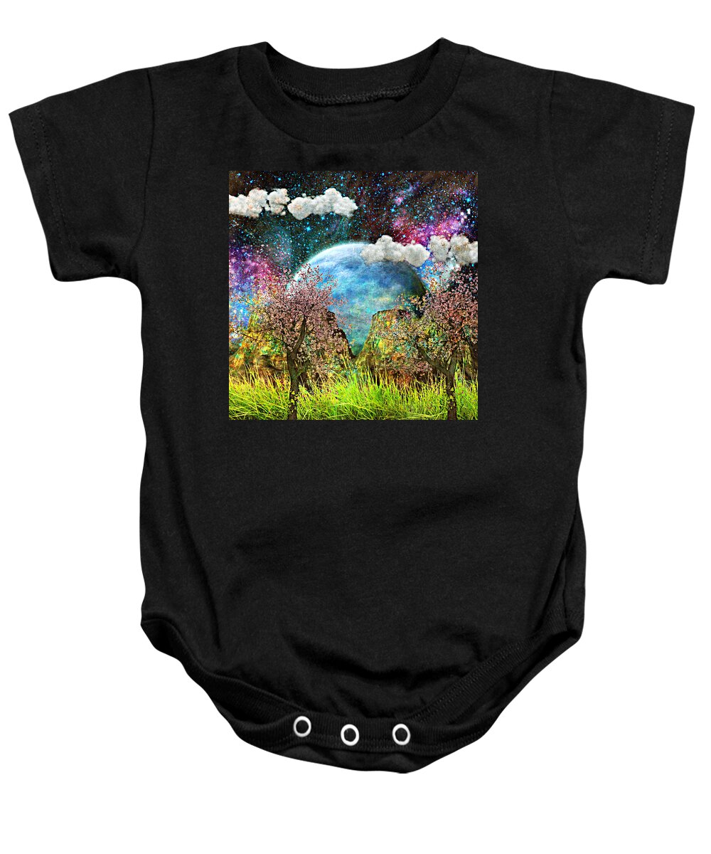 Fantasy Baby Onesie featuring the digital art New Frontier by Ally White