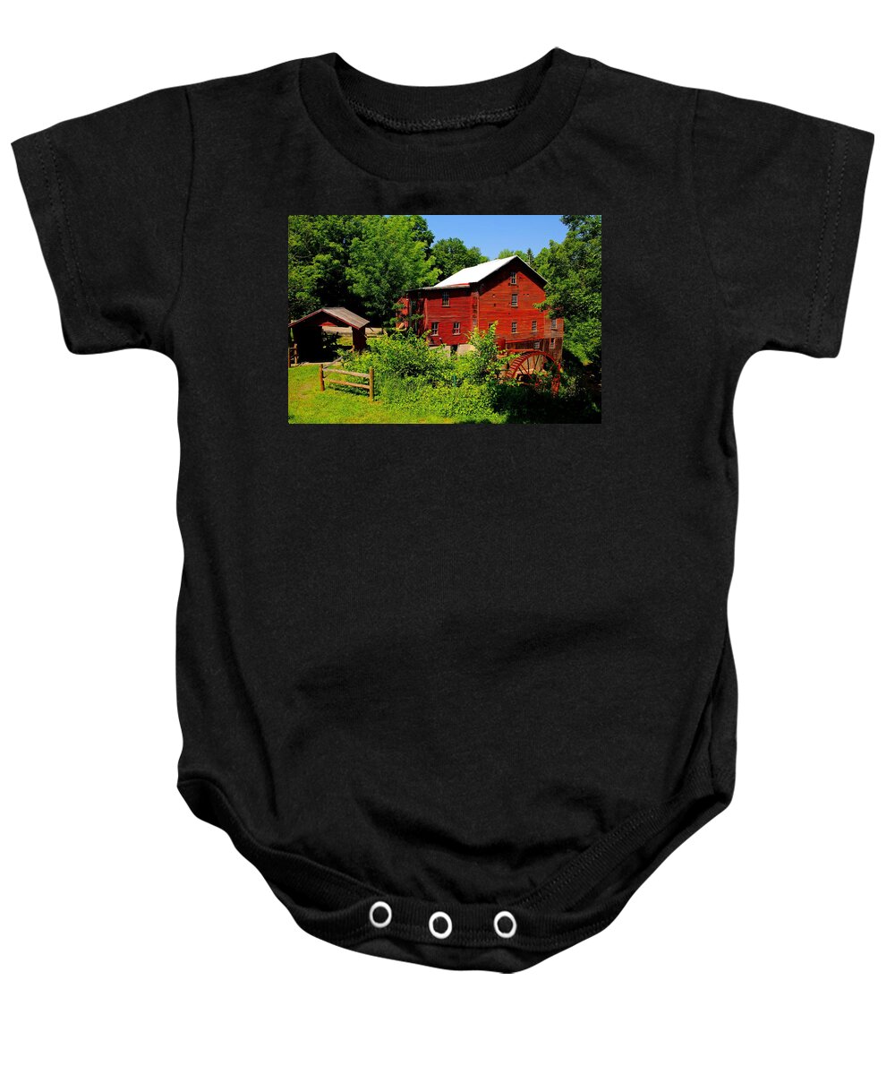 New Hope Mill Baby Onesie featuring the photograph New Hope Mill by Dave Files