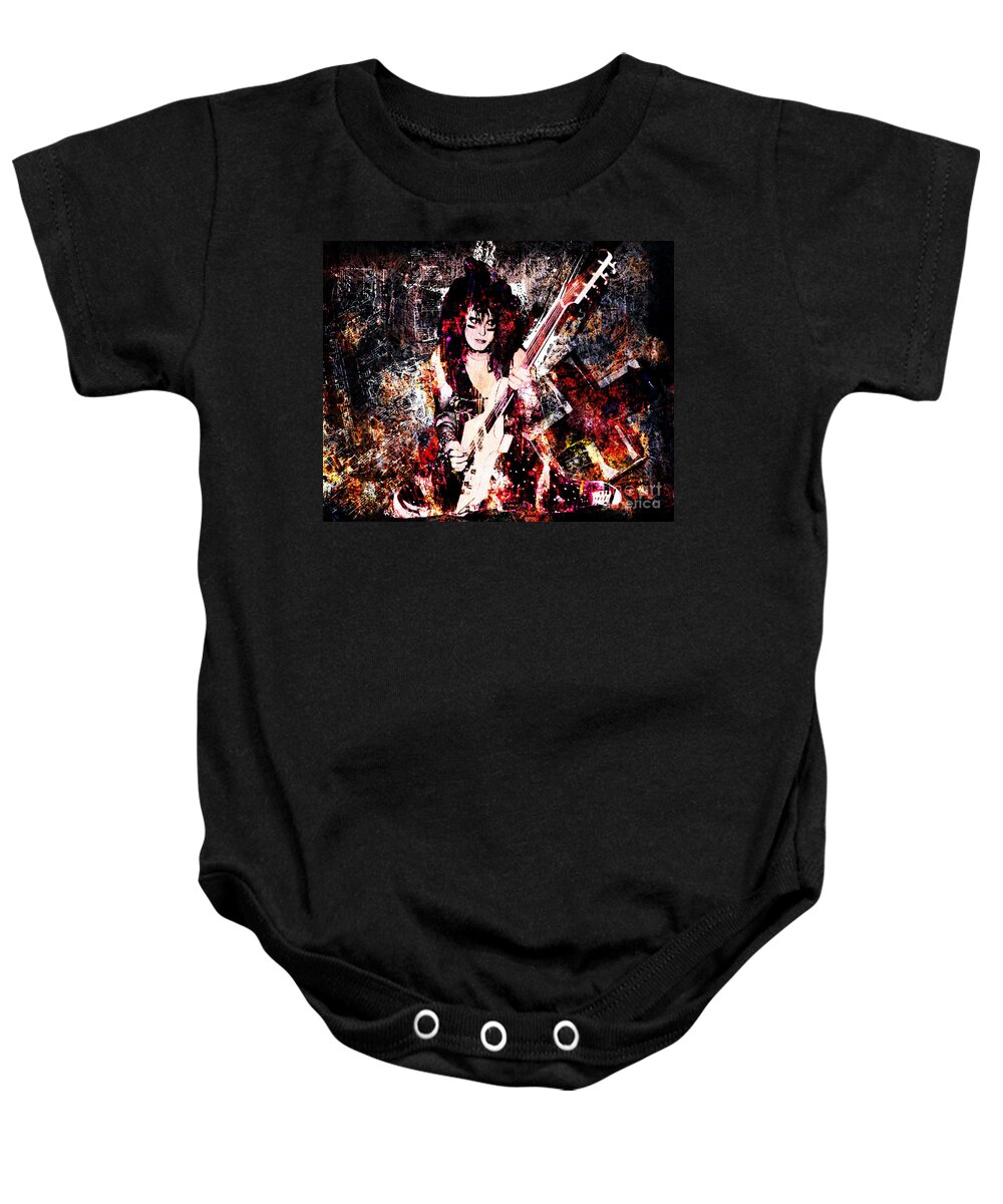 Nikki Sixx Baby Onesie featuring the photograph Nikki Sixx by David Plastik