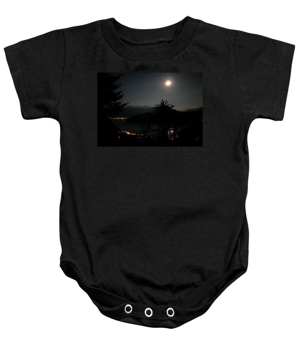 Moon Baby Onesie featuring the photograph Nocturne in Switzerland by Jenny Setchell