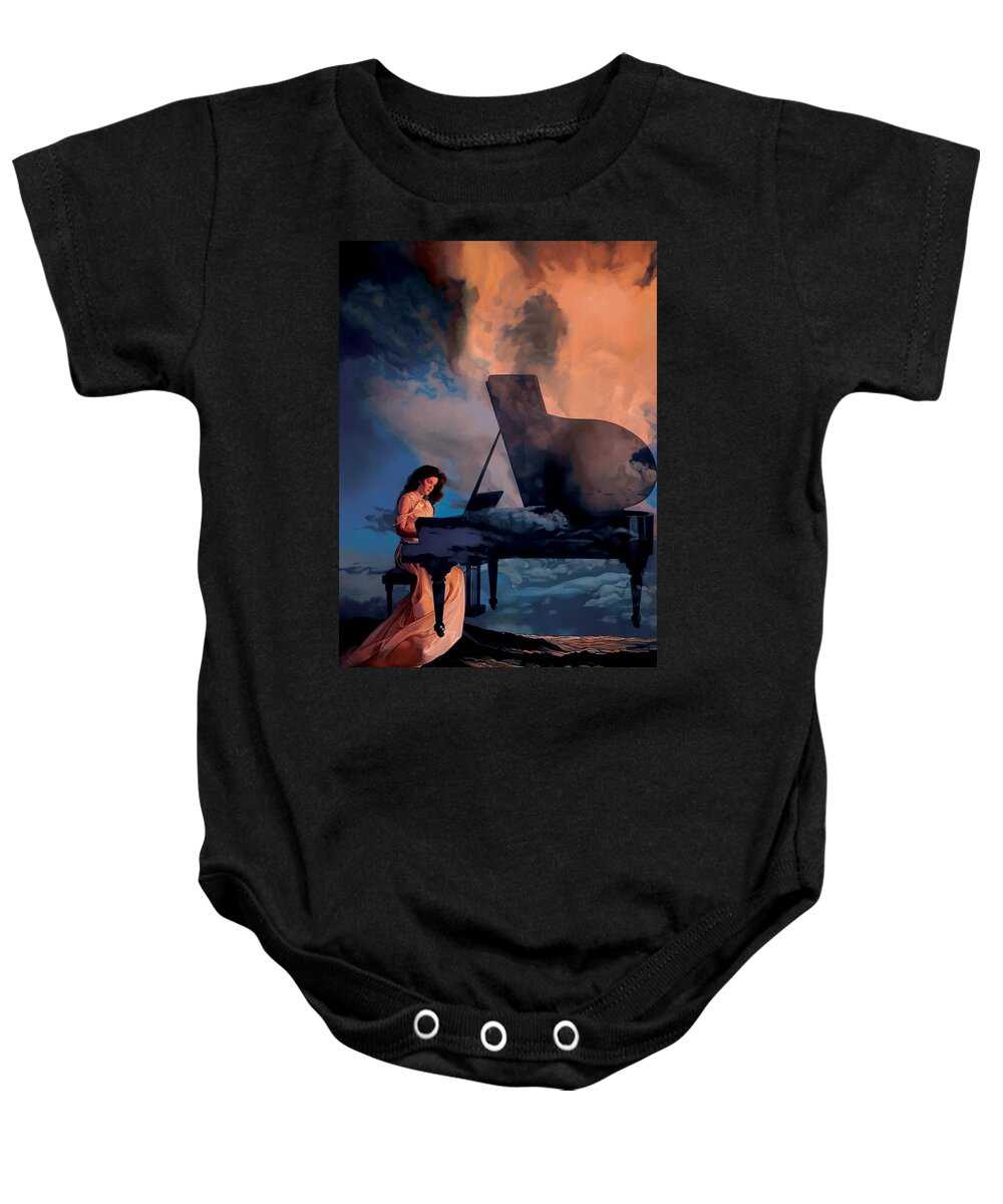 Romance Prints Baby Onesie featuring the painting Nocturne by Patrick Whelan