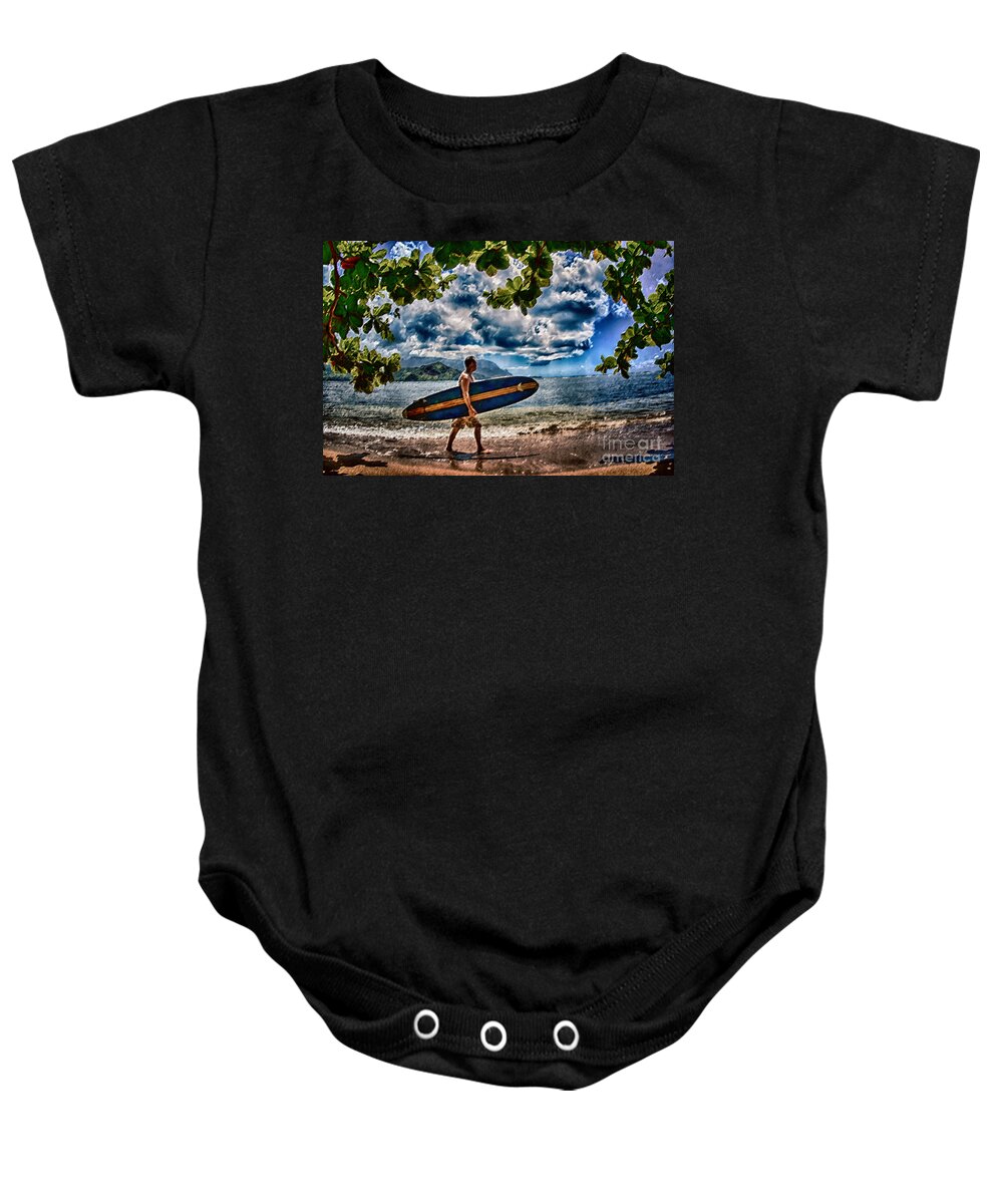 Palm Trees Baby Onesie featuring the photograph North Shore Surfin' by Eye Olating Images