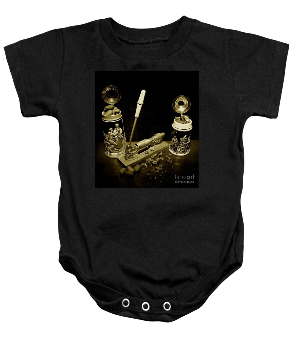 Michael Tidwell Photography Baby Onesie featuring the photograph Nut Cracker with Steins by Michael Tidwell