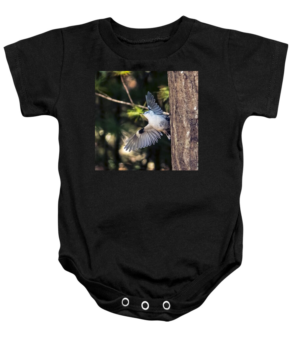 Nut Hatch Baby Onesie featuring the photograph Nut Hatch Wings by Frank Winters