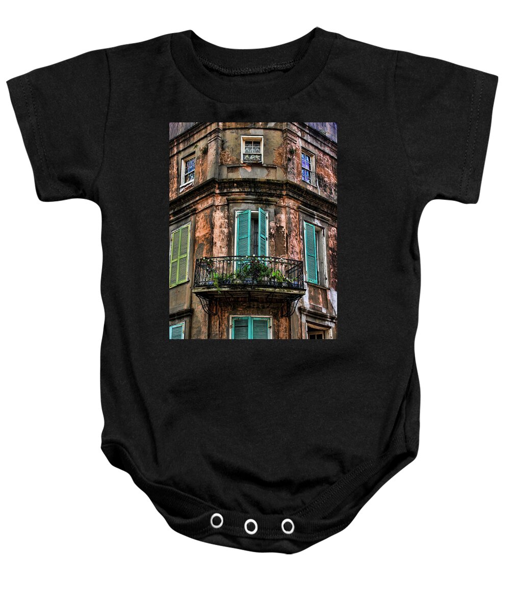 New Orleans Baby Onesie featuring the photograph Old and Weathered by Judy Vincent
