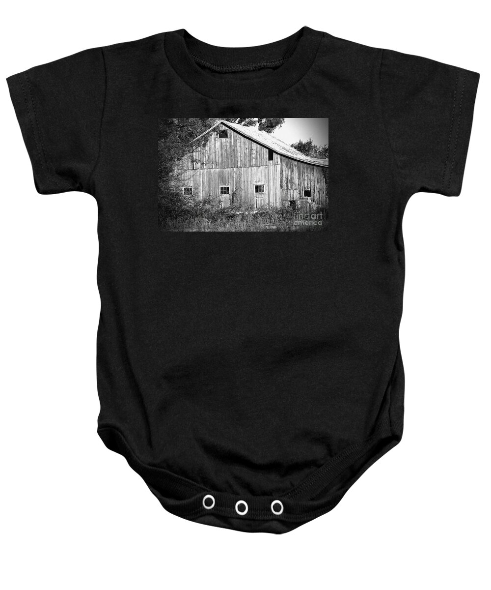 Barn Baby Onesie featuring the photograph Old Barn by Karen Adams