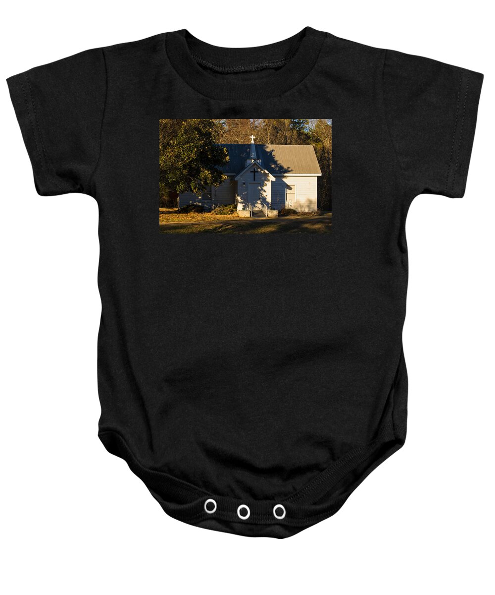 Country Church Baby Onesie featuring the photograph Old Country Church by Flees Photos