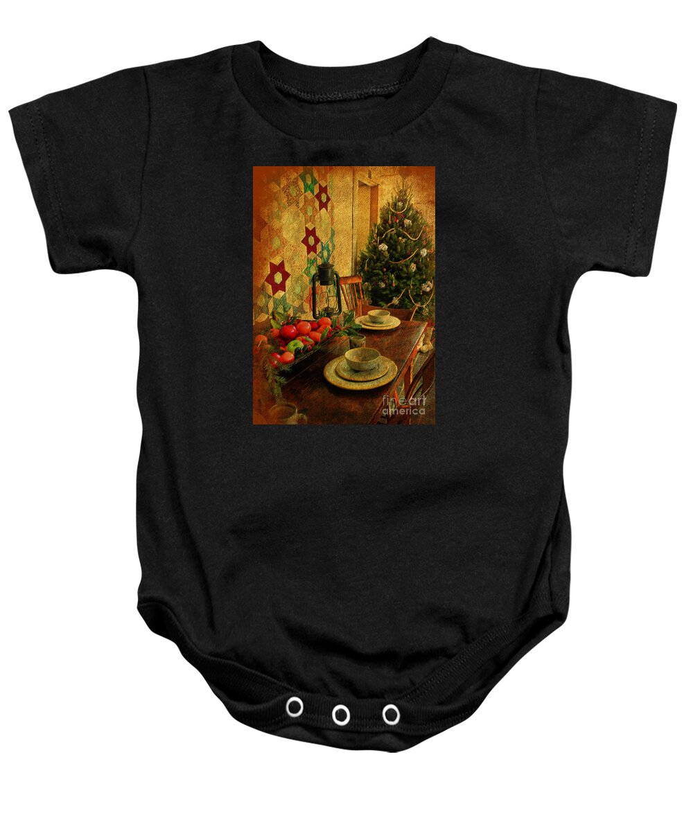 Textures Baby Onesie featuring the photograph Old Fashion Christmas At Atalaya by Kathy Baccari