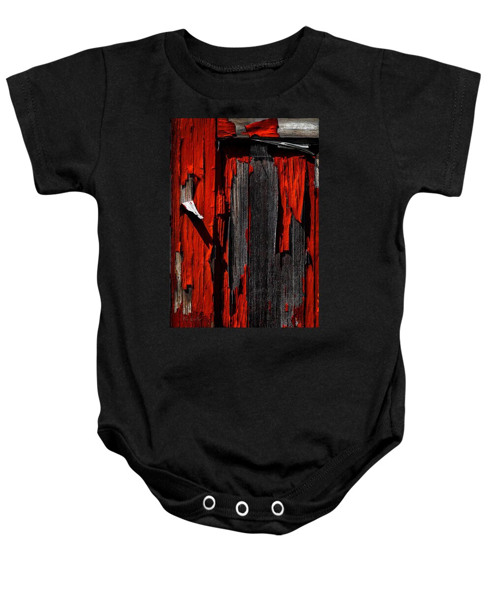 Abstract Baby Onesie featuring the photograph Old Red Barn Two by Bob Orsillo