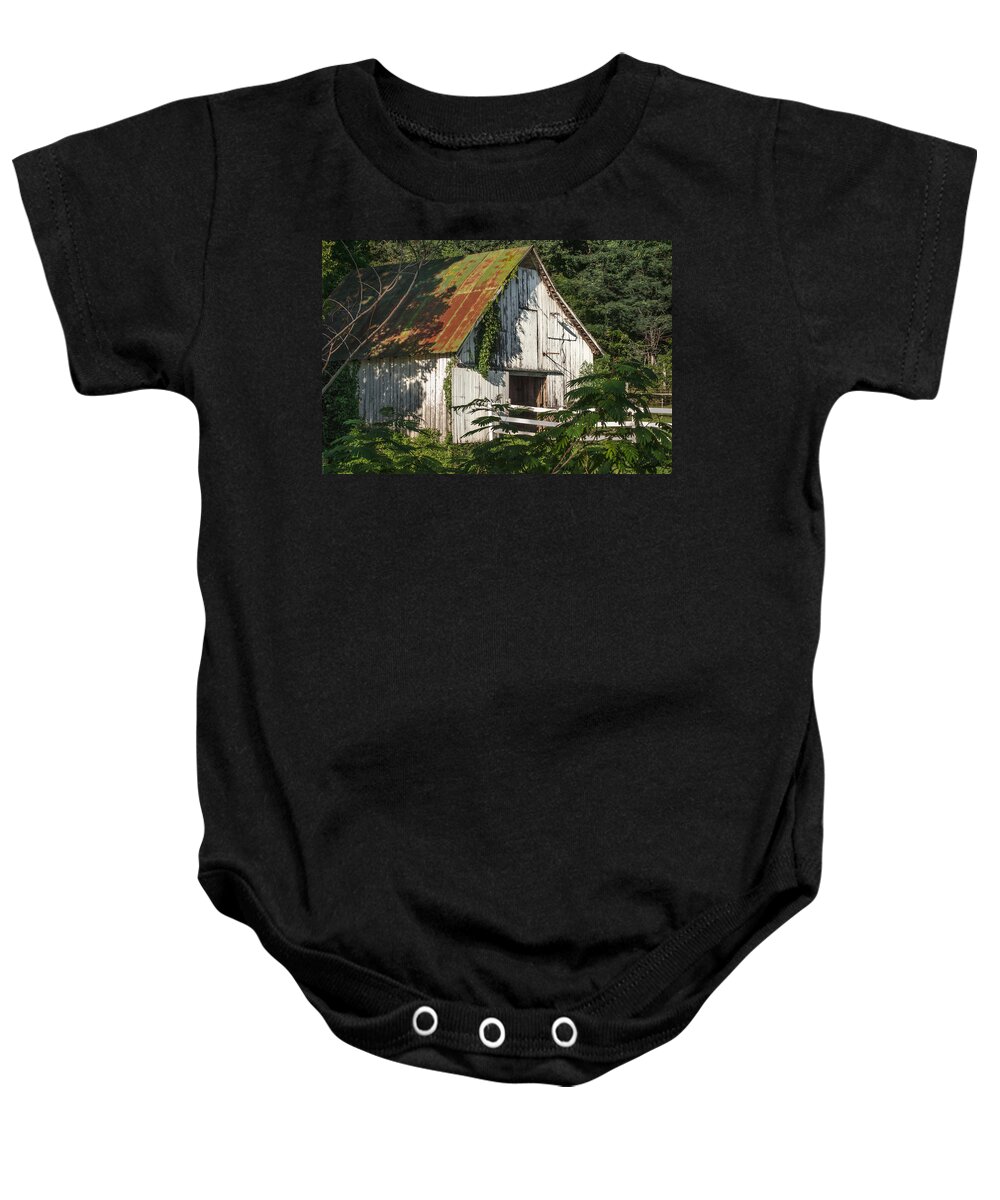 Barn Baby Onesie featuring the photograph Old Whitewashed Barn in Tennessee by Debbie Karnes