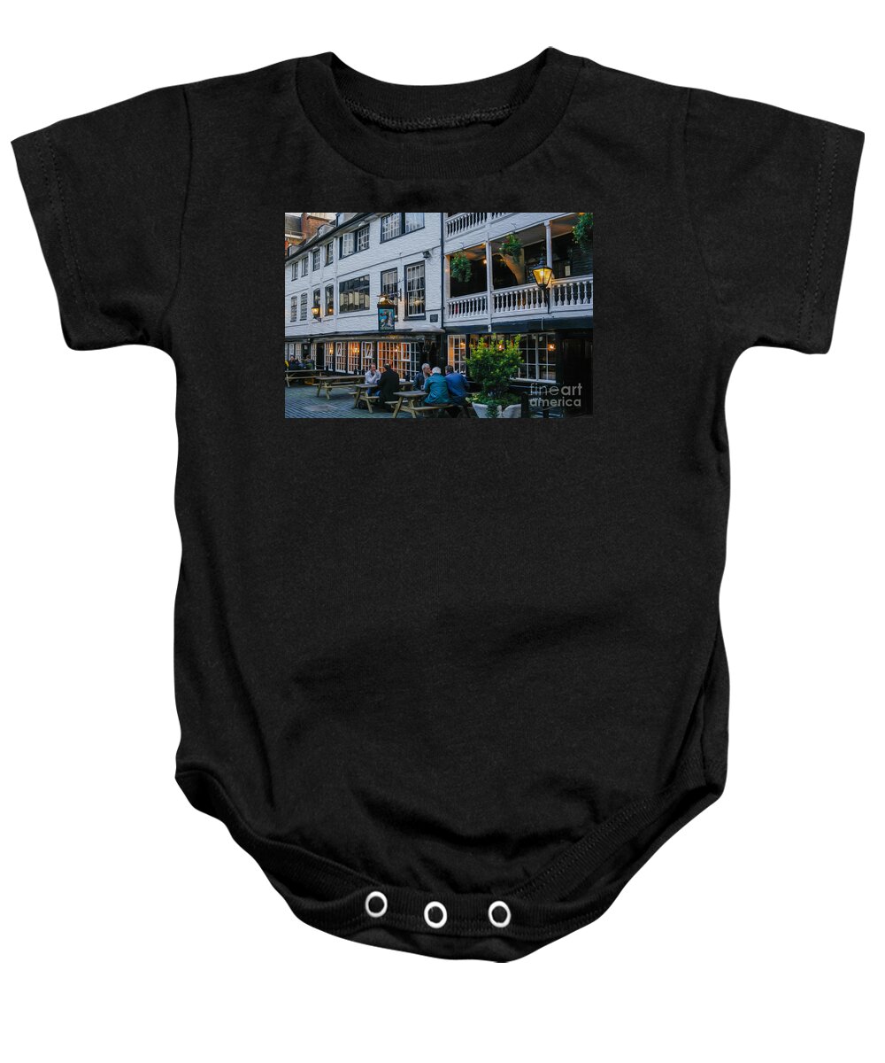 George Baby Onesie featuring the photograph Oldest coaching inn in London by Patricia Hofmeester
