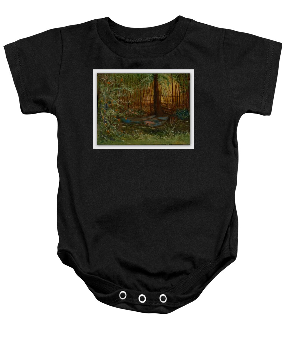  Oil On Canvas Baby Onesie featuring the painting On Monet's Pond by Kathy Knopp