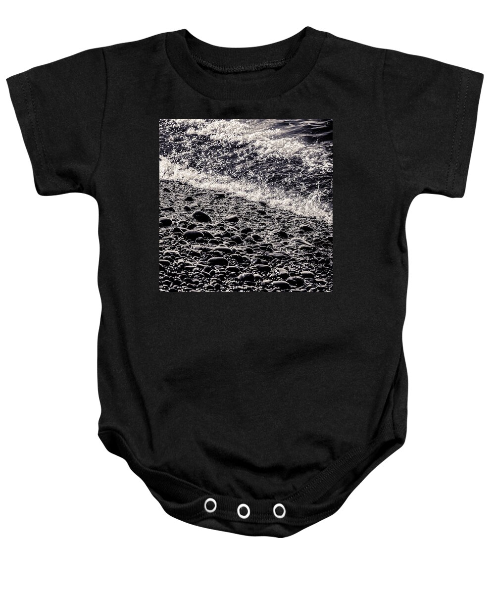 Rocky Beach Baby Onesie featuring the photograph On The Rocks French Beach Square by Roxy Hurtubise