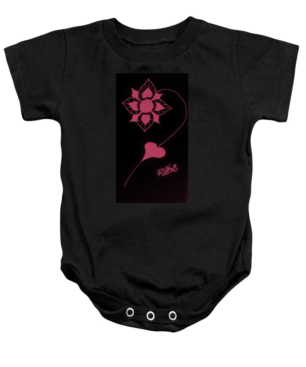 Flower Paintings Baby Onesie featuring the photograph Original Ink Flower Black Salmon by Rob Hans