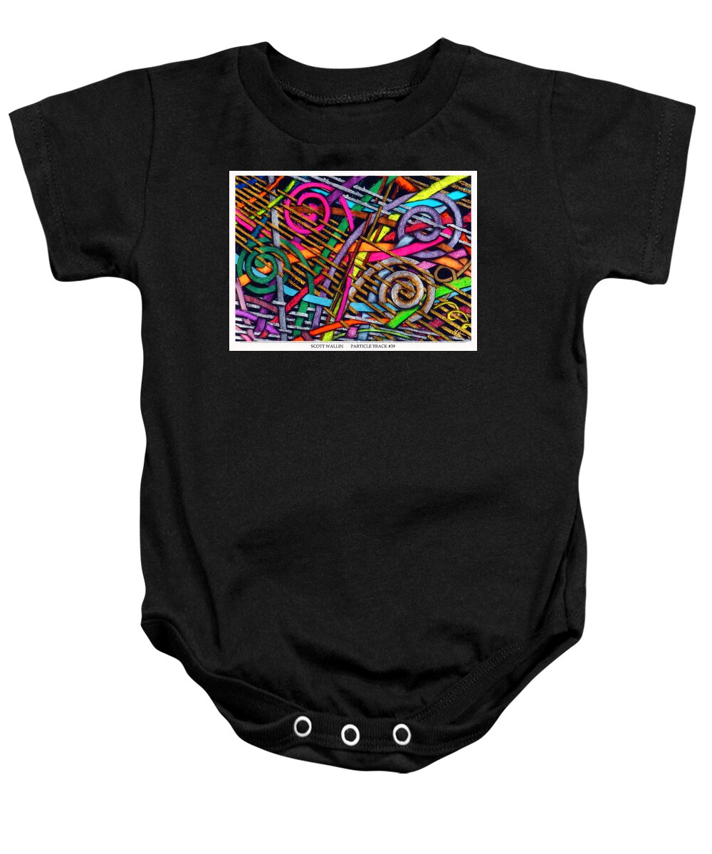 Abstract Baby Onesie featuring the painting Particle Track Thirty-Nine by Scott Wallin