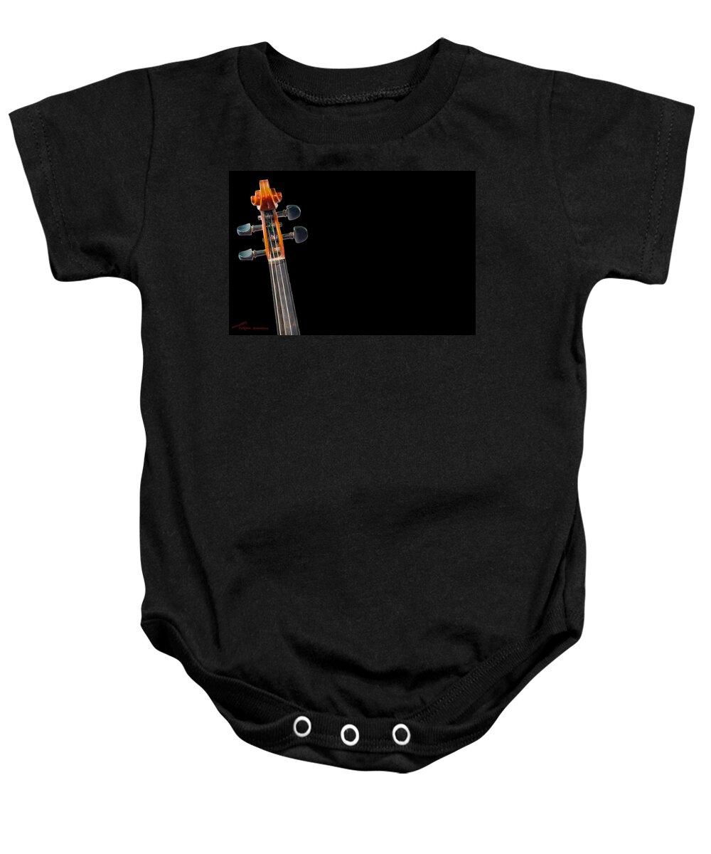 Pegs And Scroll Baby Onesie featuring the photograph Pegs and Scroll by Torbjorn Swenelius