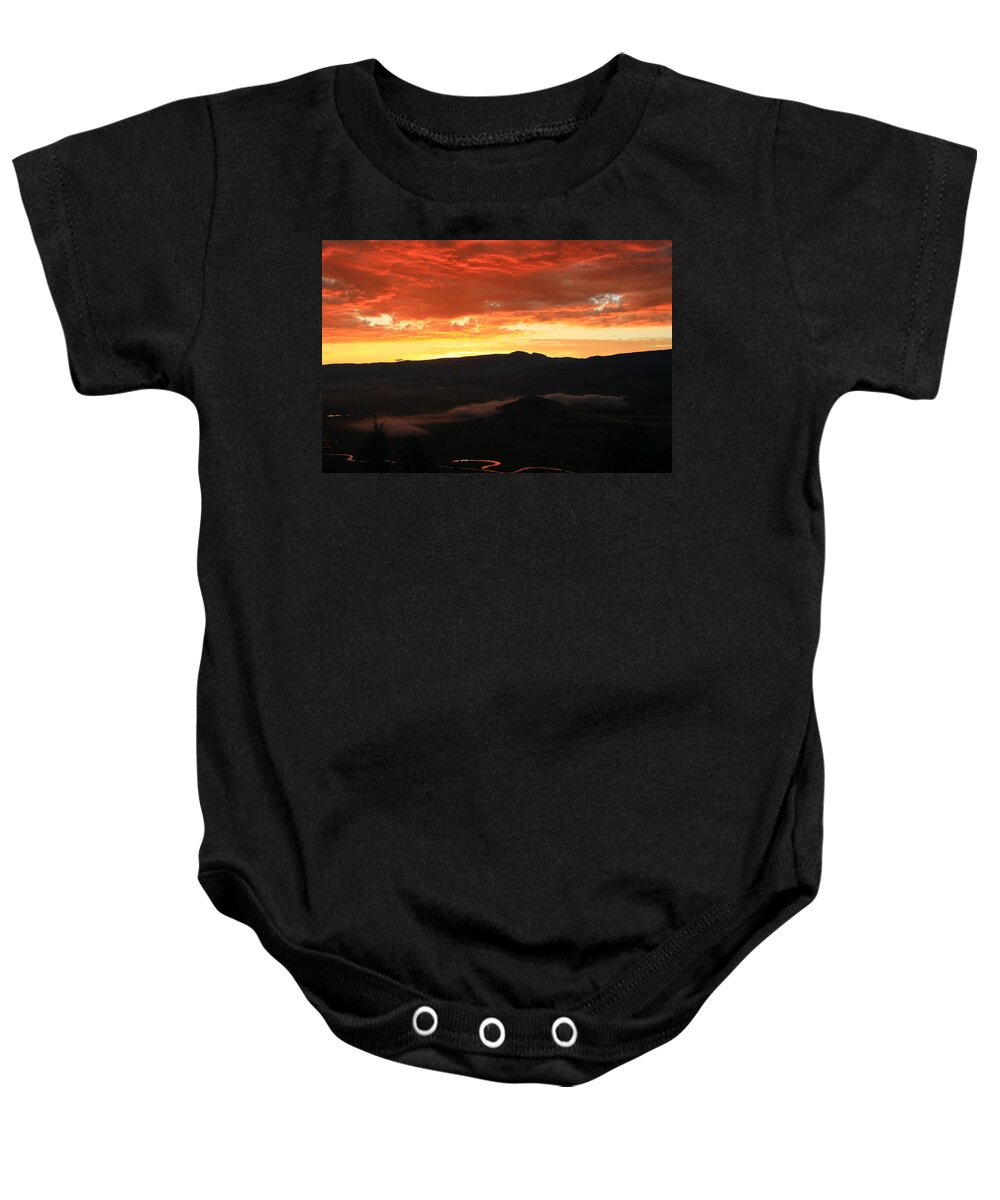 Sunrise Baby Onesie featuring the photograph Perfect Morning Colors by Catie Canetti