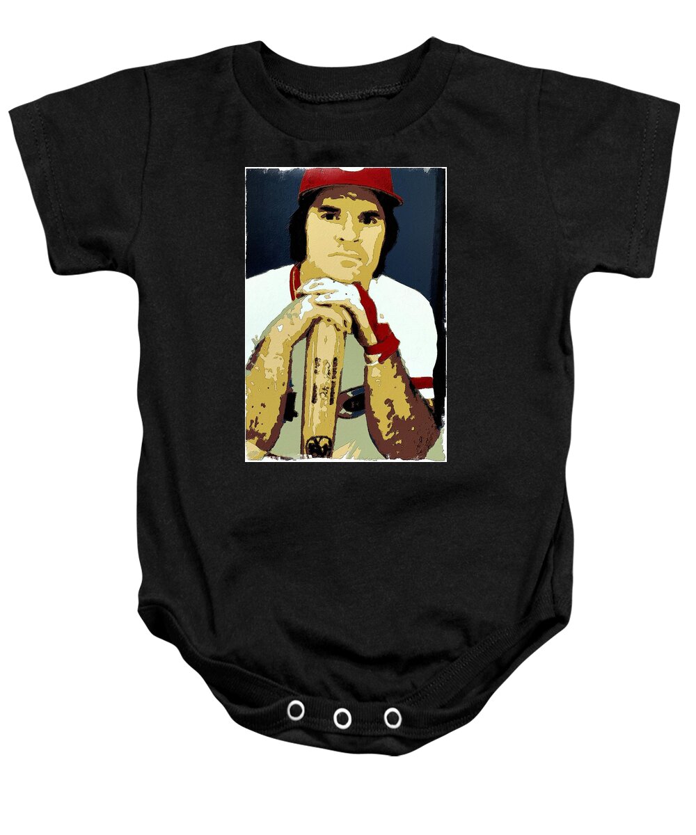 Pete Rose Baby Onesie featuring the painting Pete Rose Poster Art by Florian Rodarte