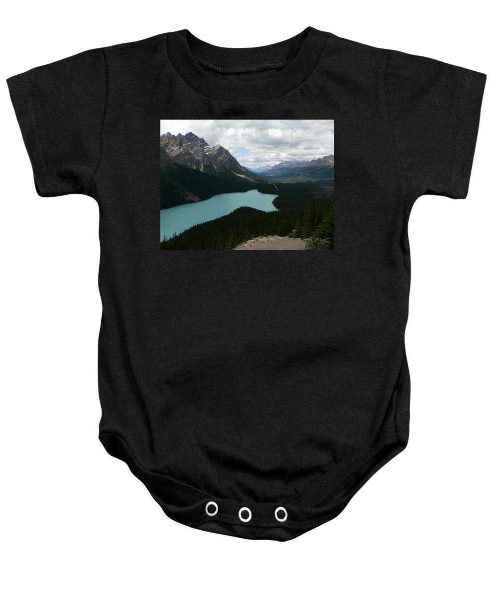 Peyote Baby Onesie featuring the photograph Peyote Lake in Banff Alberta by Laurel Best