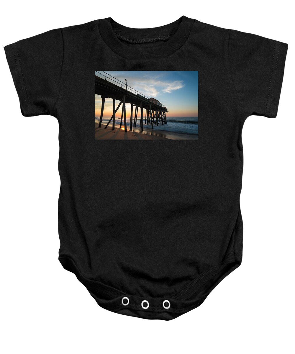 New Jersey Baby Onesie featuring the photograph Pier Side by Kristopher Schoenleber